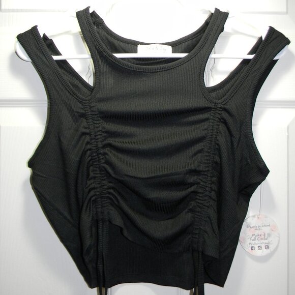 Jolie & Joy Set of 2 Rouched Halter Crop Tank NWT Juniors XL Yoga Biking NWT - Picture 2 of 9